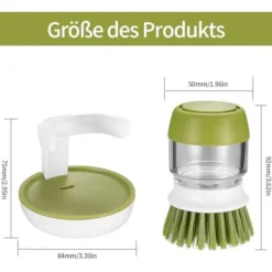 Rengöringsmedel-10 cm Diskborste med Diskmedelspump, Rengöringsborste med Hållare och Återfyllningsbar Diskmedel för