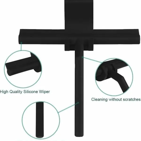 Fönsterrengöring-27 cm Silikon Duschskrapa - För Glasduschdörrar och Väggar - Med Hängkrok - Svart