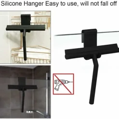 Fönsterrengöring-27 cm Silikon Duschskrapa - För Glasduschdörrar och Väggar - Med Hängkrok - Svart