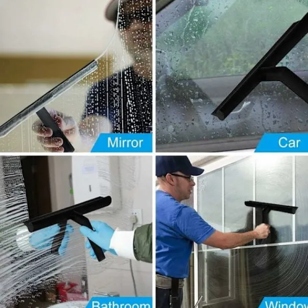 Fönsterrengöring-27 cm Silikon Duschskrapa - För Glasduschdörrar och Väggar - Med Hängkrok - Svart