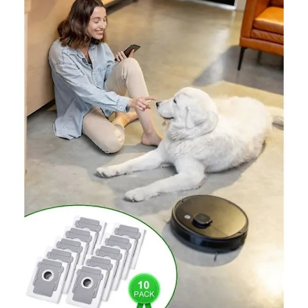 Dammsugare & Tillbehör-10 Dammsugarpåsar för iRobot Roomba i7 i7+ i3 i3+ i4 i4+ i6 i6+ j7 j7+ i8 i8+S9 S9+ E5 E6 E7 Clean Base, Ersättningsdammpåse för tillbehör