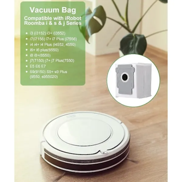 Dammsugare & Tillbehör-10 Dammsugarpåsar för iRobot Roomba i7 i7+ i3 i3+ i4 i4+ i6 i6+ j7 j7+ i8 i8+S9 S9+ E5 E6 E7 Clean Base, Ersättningsdammpåse för tillbehör