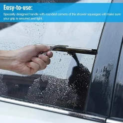 Fönsterrengöring-10” Duschrakel — Rakel för duschglasdörr, för glasdörrar, badrum, fönster och bilglas, duschrakel i rostfritt stål för duschdörrar med sugkoppskrok