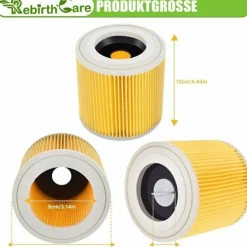 Dammsugare & Tillbehör-1 filterpatron för Kärcher WD3 Premium, WD2, WD3, WD3P, MV2, MV3 - WD3 filter - Ersättningsfilter för Kärcher dammsugare 6.414-552.0/641452