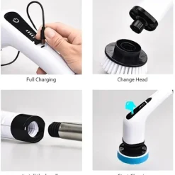 Fönsterrengöring-7 I 1 El rengöring borste fönster vägg rengöring elektrisk turbo skurborste