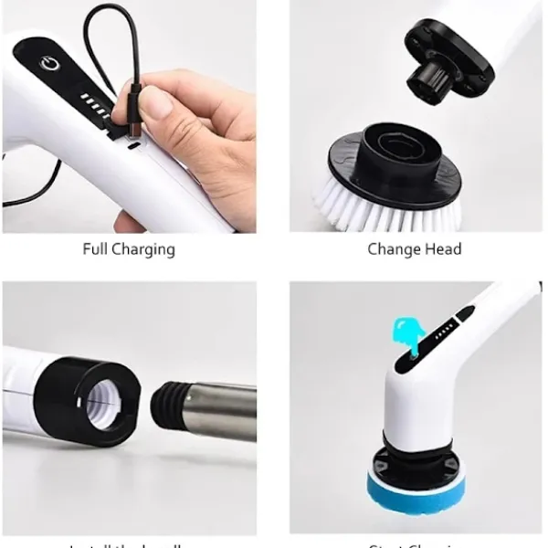 Fönsterrengöring-7 I 1 El rengöring borste fönster vägg rengöring elektrisk turbo skurborste