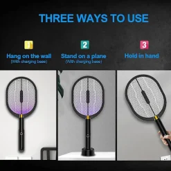 Skadedjur & Insekter-3 i 1 elektrisk flugsmällare, 3000 volt inomhus och utomhus insektsdödande racketar, uppladdningsbar myggdödande racket för hem, sovrum, kök, kontor, B | Fyndiq