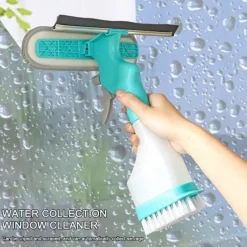 LBSS Fönsterrengöring-4 i 1 fönsterputssats med dubbelsidig svampskur/skrapa/spray/borste för badrumsglas