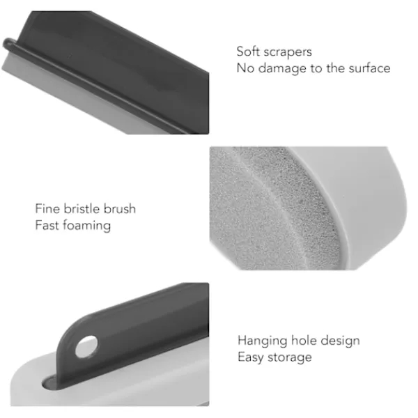 Fönsterrengöring-2 i 1 Multifunktionell Grå Glasskrapa Rengöringsborste