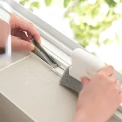 Fönsterrengöring-2 i 1 Spårrengöringsverktyg, Skjutdörr Spårrengöringsborste, Fönsterram Spårrengörare (Grå)