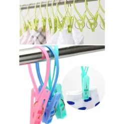 Tvättillbehör-24 Klädnypshållare, Flerfärgad Rephängande Klädstreck Vindtät Hängare Strumpa Klädtorkning Ställ Plast Klädnypor Klämmor Hängare
