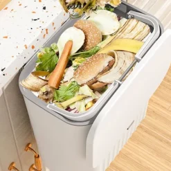 Soptunnor-9 liter hängande papperskorg med lock, väggmonterad soptunna kök kompostbehållare, plast papperskorg avfallskorg för skåp, skåpdörr-XF30-