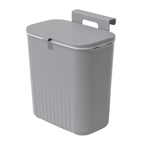 Soptunnor-9 liters hängande papperskorg med lock, väggmonterad soptunna kök kompostbehållare, plast papperskorg avfallskorg för skåp, skåpdörr,