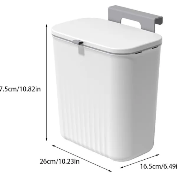 Soptunnor-9 liters hängande soptunna med lock, väggmonterad soptunna kökskompostbehållare, plastsoptunna avfallsbehållare för skåp, skåpdörr-FX-