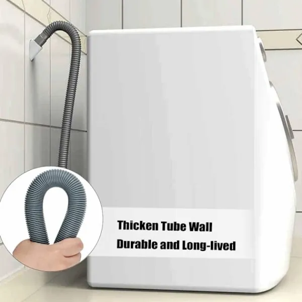 Tvättillbehör-3 m Avloppsslang för Tvättmaskin, Tvättmaskinslang, Slangförlängning, Universell Avloppsslangförlängningssats för Tvättmaskin och Diskmaskin -