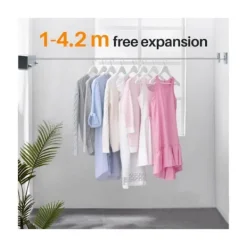 Tvättillbehör-4,2 m Utdragbar tvättlina Inomhus och utomhus Portabel Vägg Badrum