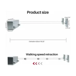 Tvättillbehör-4,2 m Utdragbar tvättlina Inomhus och utomhus Portabel Vägg Badrum