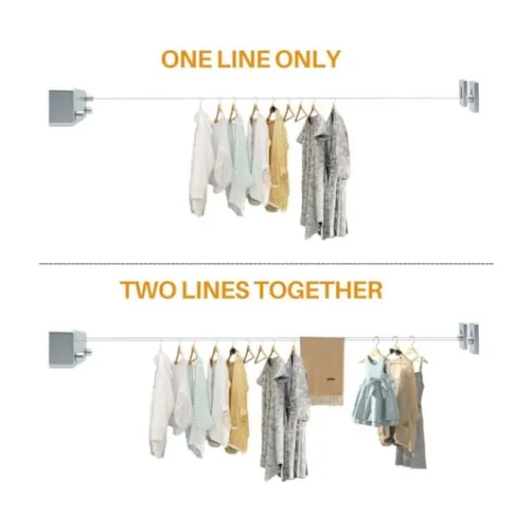 Tvättillbehör-4,2 m Utdragbar tvättlina Inomhus och utomhus Portabel Vägg Badrum