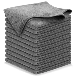 Svampar & Dukar-12 Mörkgråa Mikrofiberdukar för Rengöring Utan Ränder - 30 x 30 cm