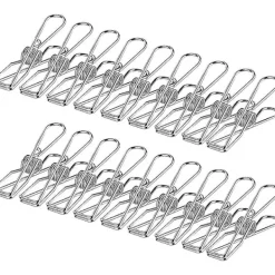 Tvättillbehör-100 Pack Klädnypor, Rostfritt Stål Tvättlinje Klädnypor