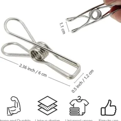 Tvättillbehör-100 Pack Klädnypor, Rostfritt Stål Tvättlinje Klädnypor