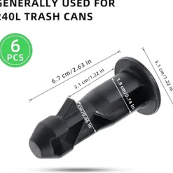 FMYSJ Soptunnor-3 Par Hjulbehållarlock Gångjärnstappar, 67mm X 31mm Svart Plast Passar För 240l Hushålls Hjulbehållare (FMY)