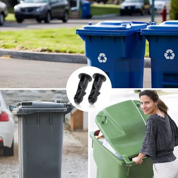 DMstore Soptunnor-3 Par Wheelie Bin Lock-stift, 67mm x 31mm Svart Plast Passar för 240L Hushålls-Wheelie Sopbehållare