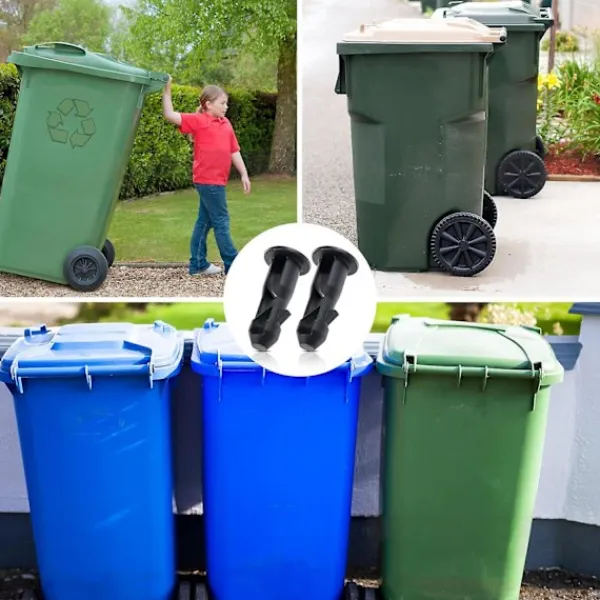 DMstore Soptunnor-3 Par Wheelie Bin Lock-stift, 67mm x 31mm Svart Plast Passar för 240L Hushålls-Wheelie Sopbehållare