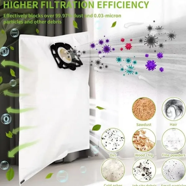 Dammsugare & Tillbehör-10 påsar för Kärcher WD4 WD5 WD6 MV4 MV5 MV6 dammsugare - FX-