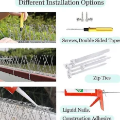 Skadedjur & Insekter-5 remsor fågelpiggar för duvor småfåglar, fågelpiggar i rostfritt stål - inga fler fågelbon och fågelbajs - omonterade piggar