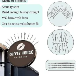 Skadedjur & Insekter-5 remsor fågelpiggar för duvor småfåglar, fågelpiggar i rostfritt stål - inga fler fågelbon och fågelbajs - omonterade piggar