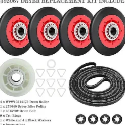 DAO Torktumlare-4392067 Reparationskit för torktumlare för , , , Torktumlare Inkluderar WPW10314173 Trumrulle [DB]