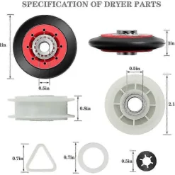 Torktumlare-4392067 Reparationssats för torktumlare för , , , Torktumlare Inkluderar WPW10314173 Trumrulle
