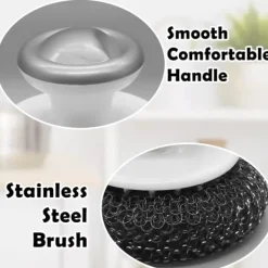 Svampar & Dukar-2 rostfria stålullssvampar med handtag, rengöringsborste för diskning