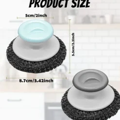 Svampar & Dukar-2 rostfria stålullssvampar med handtag, rengöringsborste för diskning