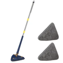 Städmoppar-360° Rotationsbar Justerbar Rengöringsmopp Vått & Torrt Dubbel Användning Triangel Händerfri Tvätthållare För Rengöring Av Golv Vägg