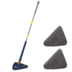 Städmoppar-360° Rotationsbar Justerbar Rengöringsmopp Vått & Torrt Dubbel Användning Triangel Händerfri Tvätthållare För Rengöring Av Golv Vägg