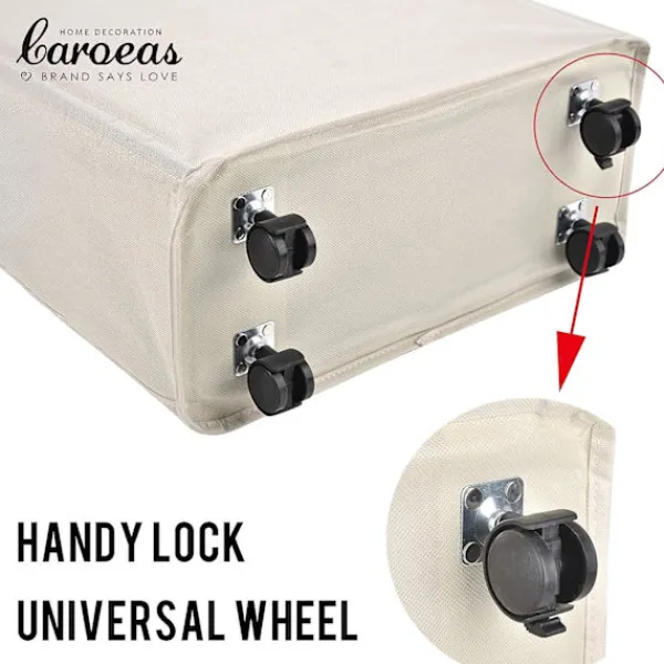 Tvättillbehör-22" Rullande Smalt Tvättkorg på Hjul Hög Smal Smutsig Tvättkorg Korg Hemmahörn Bin (Beige)