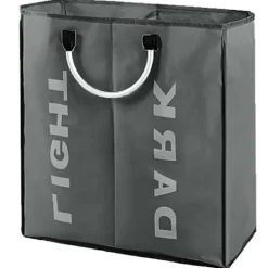 Tvättillbehör-3 sektioner stor tvättkorg, tvättväska hopfällbar, hopfällbar tygklädsorteringsförvaringsväska med bärhandtag för smutsiga kläder