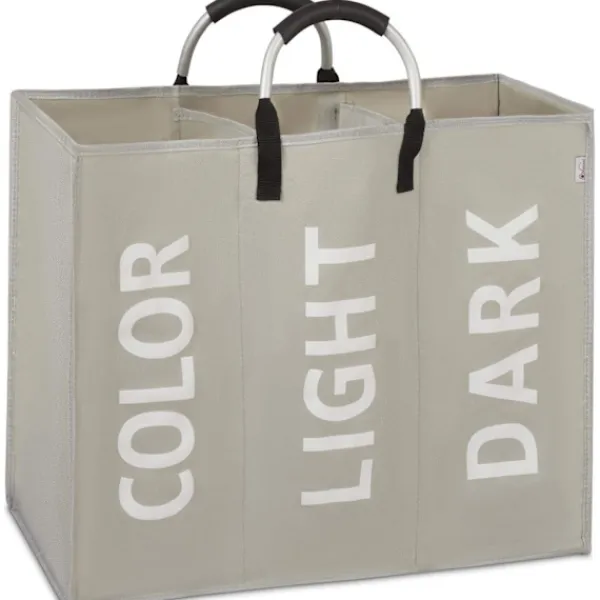 Tvättillbehör-3 sektioner tvättkorg hopfällbar väska hopfällbar tygkorg bärbar förvaringsbehållare