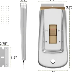 AcserGery Fönsterrengöring-2025 Senaste Modell Bates - Skrapa med metallrakblad, 10-pack, 100 extra blad, kraftig rengöringsskrapa i rostfritt stål