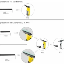 Fönsterrengöring-2 st 280 mm Fönstertvätt Ersättningsblad Fönsterrengöringsblad Gummiskrapa Tillbehör Påfyllning Ersättning för Karcher WV2 WV5