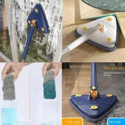 EURL Städmoppar-3 st 360° roterande justerbar rengöringsmopp ersättning