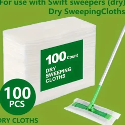 Svampar & Dukar-100 st Dammfri Svepdukspads Kompatibla med Swiffer Mopp - Engångsdammremsor för Golvrengöring (Mopp Ingår Inte)