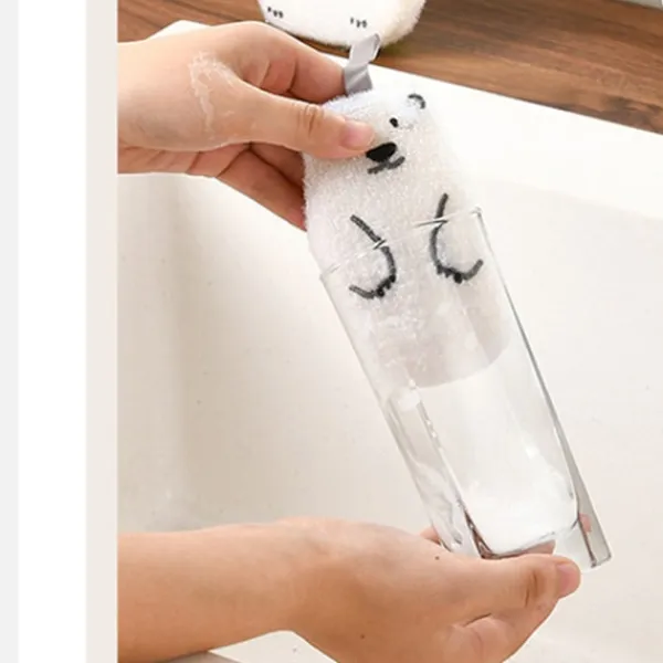 Svampar & Dukar-2 st diskborste svamp dubbelsidig diskborste hängande typ tecknad björn kopp borste rengöringsduk liten björnstil