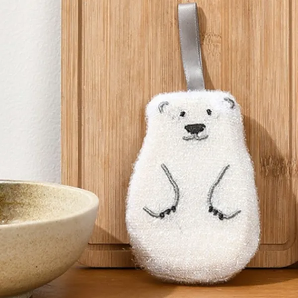 Svampar & Dukar-2 st diskborste svamp dubbelsidig diskborste hängande typ tecknad björn kopp borste rengöringsduk liten björnstil