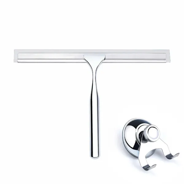 Fönsterrengöring-1 st duschskrapa fönsterskrapa hushållsvattenskrapa rostfritt stål 25,4 x 16,5 cm rengöringsskrapa för badrumsfönster