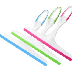 Fönsterrengöring-3 st Duschskrapa för badrumsglas, speglar och bilfönster, tjock plast och silikonblad [JUN]
