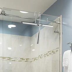 Fönsterrengöring-1 st Duschskrapa i rostfritt stål, Duschskrapa 25 cm med krok Ingen borrning och 1 silikonersättningsskrapa, Skrapa för badrum, spegel, glas C