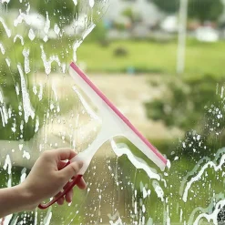 Fönsterrengöring-2 st Duschskrapor, Badrums- och Duschskrapa, Duschspegel Glasskrapa i Plast, Fönsterputsare för, Halkfritt mjukt lim gl[D]